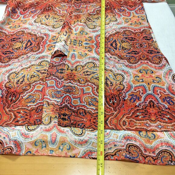 Chico’s Tunic Top 2 L Coral Paisley Light Layer Drapey Coastal Boho Blouse - Picture 14 of 14